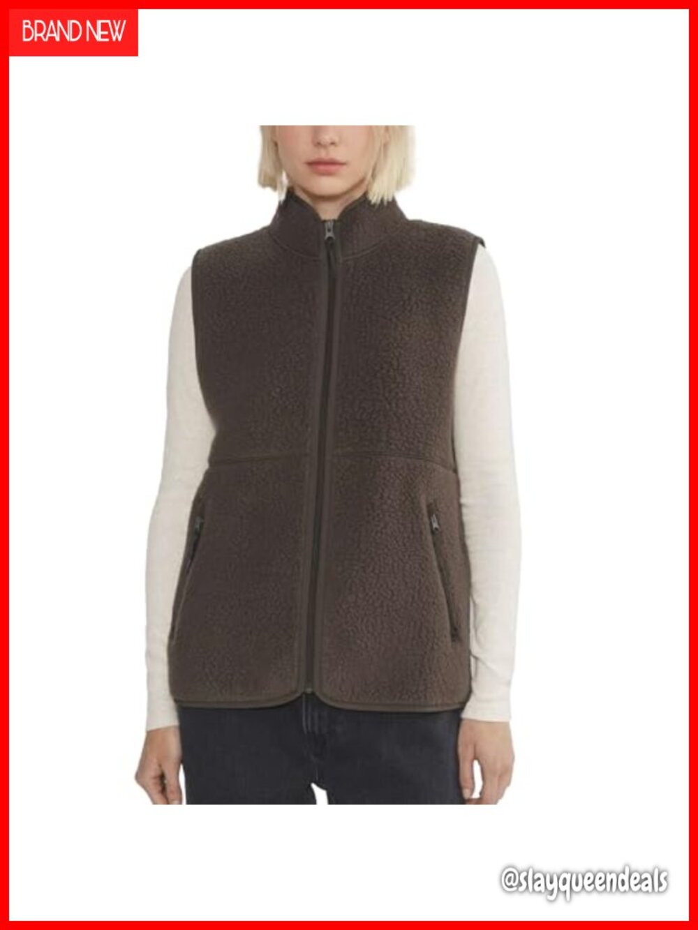 Sherpa Fleece Vest for Women Lightweight Zip Up Sleeveless Jacket